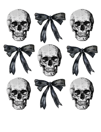 Halloween Coquette Skull With Bow DTF (direct-to-film) Transfer