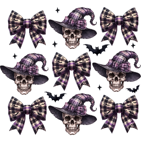 Halloween Coquette Skull With Tie Bow Black DTF (direct-to-film) Transfer