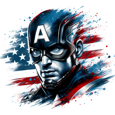 Handsome Captain America & Flag DTF (direct-to-film) Transfer