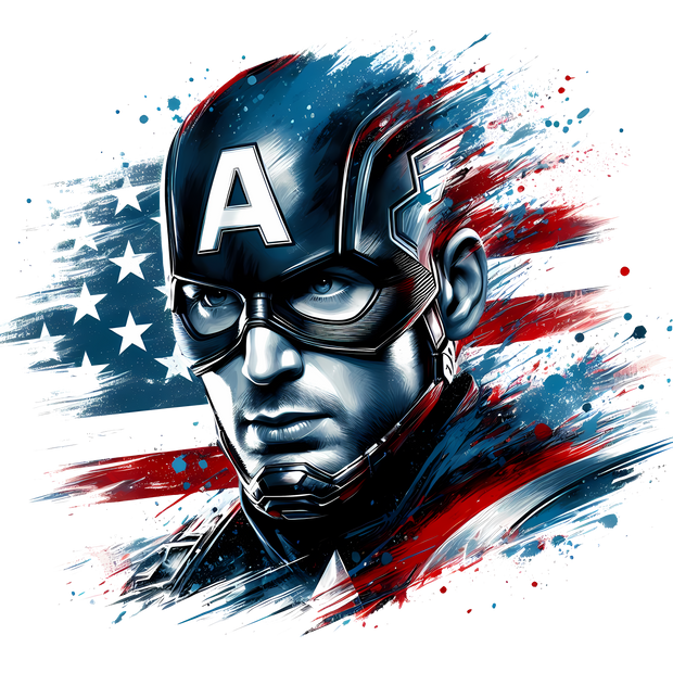 Handsome Captain America & Flag DTF (direct-to-film) Transfer
