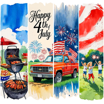 Happy 4th Brush Strokes Celebrate DTF (direct-to-film) Transfer