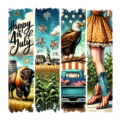 Happy 4th Brush Strokes Corn Field DTF (direct-to-film) Transfer