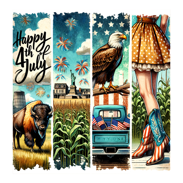 Happy 4th Brush Strokes Corn Field DTF (direct-to-film) Transfer