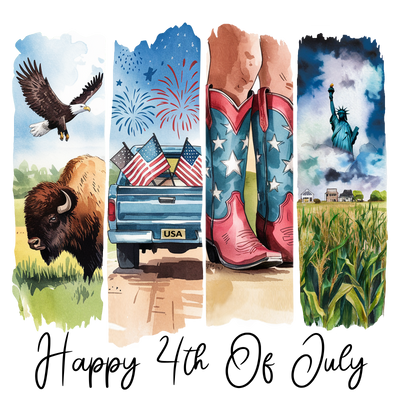 Happy 4th Brush Strokes Eagle & Boots DTF (direct-to-film) Transfer