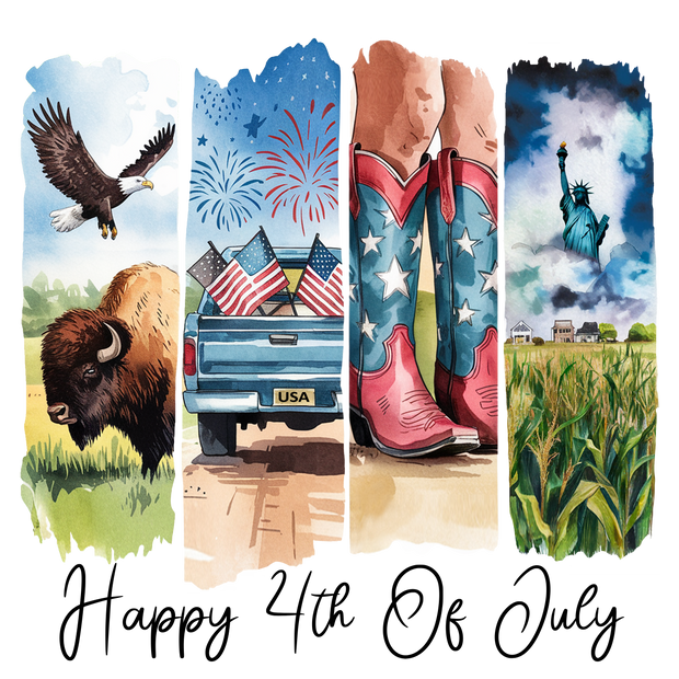 Happy 4th Brush Strokes Eagle & Boots DTF (direct-to-film) Transfer