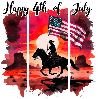 Happy 4th Brush Strokes Horse & Flag DTF (direct-to-film) Transfer