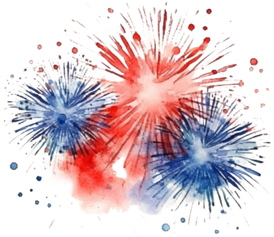 Happy Fourth Of July Fireworks in Red And Blue 1 DTF (direct-to-film) Transfer