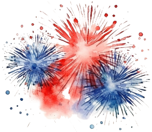 Happy Fourth Of July Fireworks in Red And Blue 1 DTF (direct-to-film) Transfer