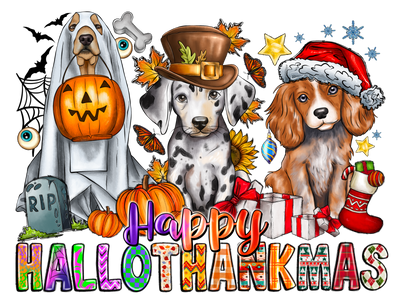 Happy Hallothanksmas Dog DTF (direct-to-film) Transfer