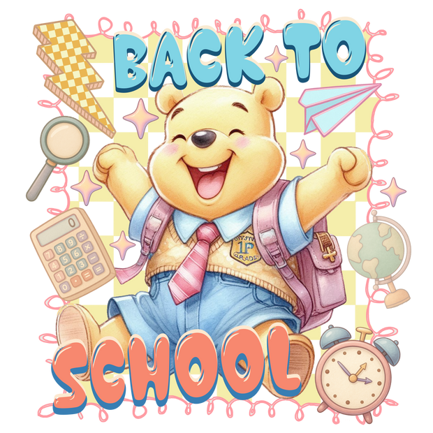 Happy Pooh Back to School DTF (direct-to-film) Transfer