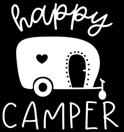 Happy camper heart white background DTF (direct-to-film) Transfer