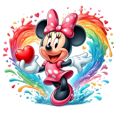 Heart Color Drip Smiling Minnie DTF (direct-to-film) Transfer