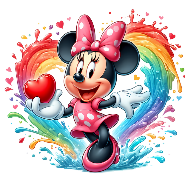 Heart Color Drip Smiling Minnie DTF (direct-to-film) Transfer