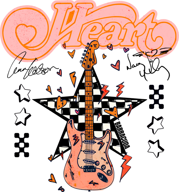 Heart With Black & White Star Music DTF (direct-to-film) Transfer