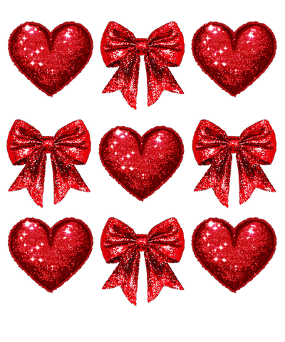 Heart With bow Coquette In Red Shimmer DTF (direct-to-film) Transfer