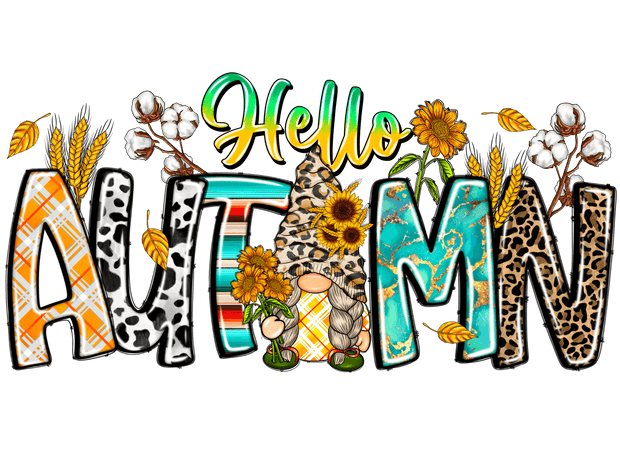 Hello Autumn DTF (direct-to-film) Transfer