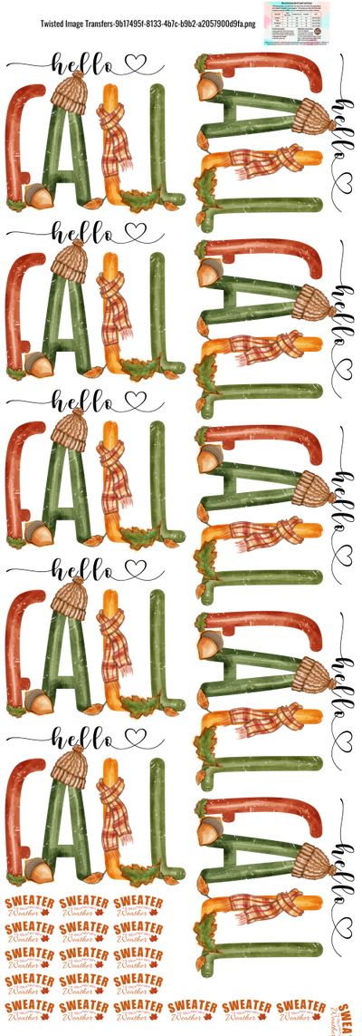 Hello Fall 60x22" DTF Ready to Ship Gang Sheet