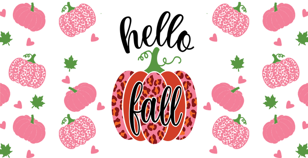 Hello Fall Pumpkin 16oz UV DTF Libby Cup Wrap