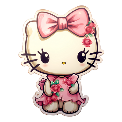 Hello Kitty in Large Pink Bow & Pink Dress DTF (direct-to-film) Transfer