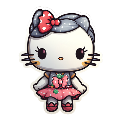 Hello Kitty in Polka Dot Pink Tutu DTF (direct-to-film) Transfer