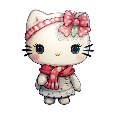 Hello Kitty in White Dress With Headband DTF (direct-to-film) Transfer