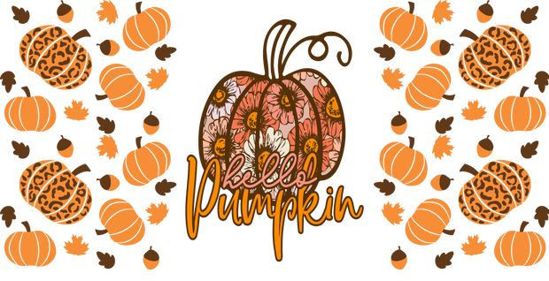 Hello Pumpkin Floral 16oz UV DTF Libby Cup Wrap