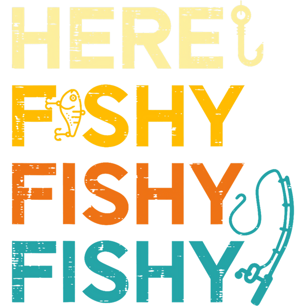 Here Fishy Yellow Hook DTF (direct-to-film) Transfer