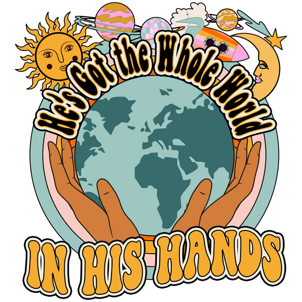 Hes Got the Whole World in his Hands Retro DTF (direct-to-film) Transfer