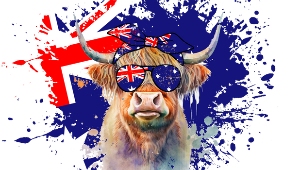 Highland Cow Australia 16oz UV DTF Libby Wrap