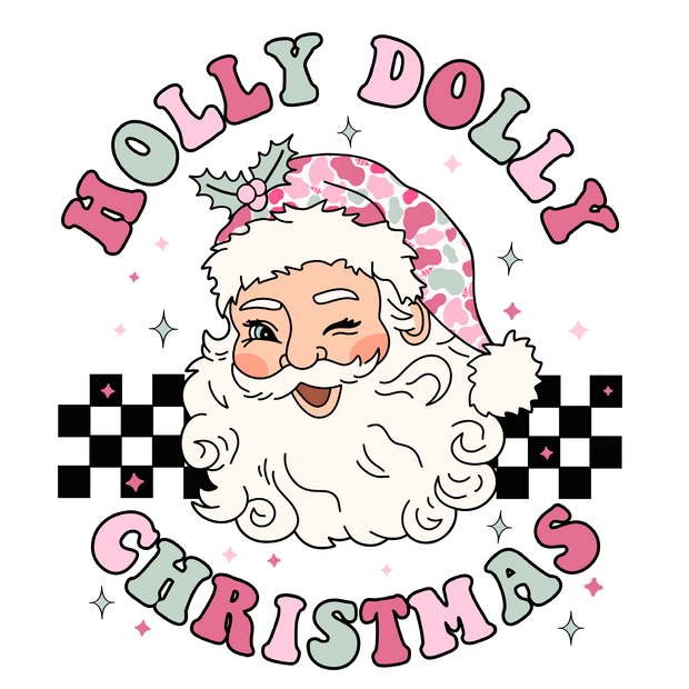 Holly Dolly Santa DTF (direct-to-film) Transfer