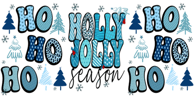 Holly Jolly Season Winter Christmas-Ho Ho Ho Christmas Retro 16oz UV DTF Libby Cup Wrap