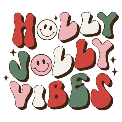 Holly Jolly Vibes Retro Direct to Film DTF Transfer - Twisted Image Transfers