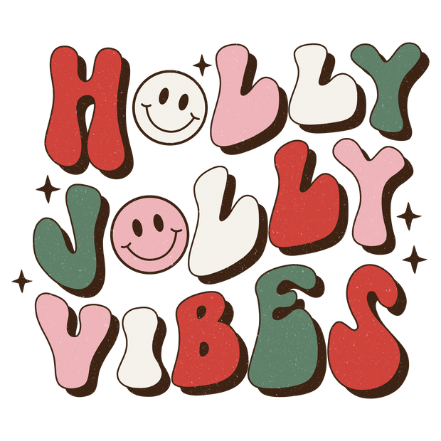 Holly Jolly Vibes Retro Direct to Film DTF Transfer - Twisted Image Transfers