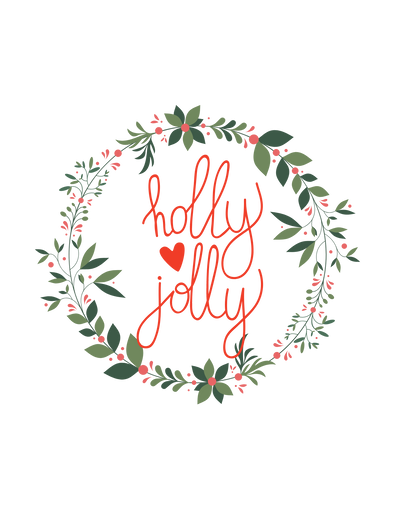 Holly Jolly Wreath With Flowers DTF (direct-to-film) Transfer