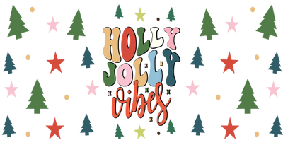 Holly Jolly vibes-Retro Christmas Merry 16oz UV DTF Libby Cup Wrap