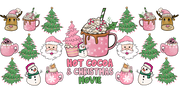 Hot Cocoa & Christmas Movies- Pink Christmas Vibes-Retro Christmas 16oz UV DTF Libby Cup Wrap