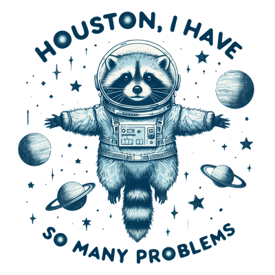 Houston Raccoon in Space DTF (direct-to-film) Transfer