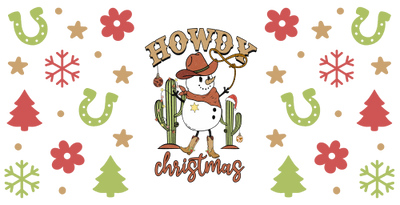 Howdy Christmas-Western Christmas 16oz UV DTF Libby Cup Wrap