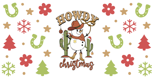 Howdy Christmas-Western Christmas 16oz UV DTF Libby Cup Wrap