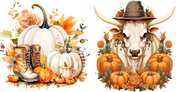 Howdy Pumpkin with Boots and Cow 16oz UV DTF Libby Cup Wrap