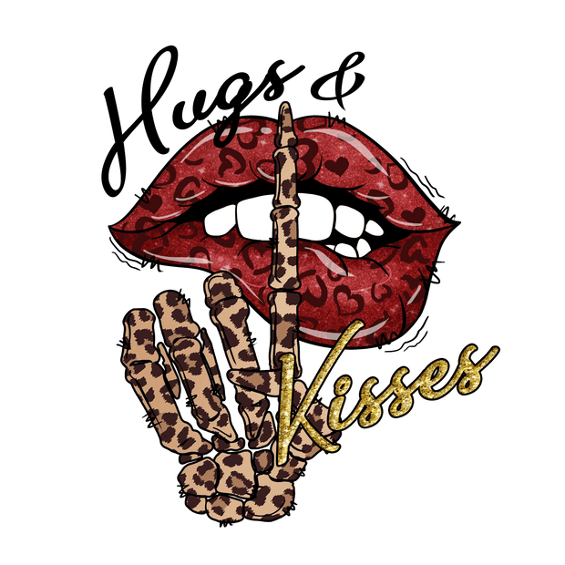 Hug and Kisses Leopard Print V Day DTF Direct to Film Transfer - Twisted Image Transfers