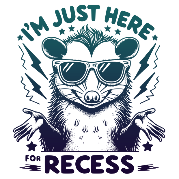 IM JUST HERE FOR RECESS blue DTF (direct-to-film) Transfer