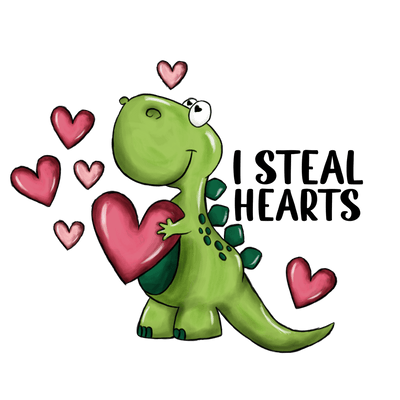 I Steal Hearts Dinosaur DTF Direct to Film Transfer - Twisted Image Transfers