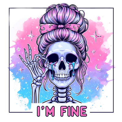 I'm Fine Smiling Skeleton DTF (direct-to-film) Transfer