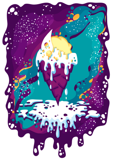 Ice Cream Cone Color Drip Purple DTF (direct-to-film) Transfer