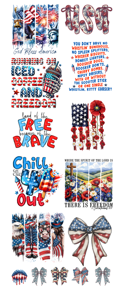 Iced Coffee and Freedom 60x22" DTF Ready to Ship Gang Sheet