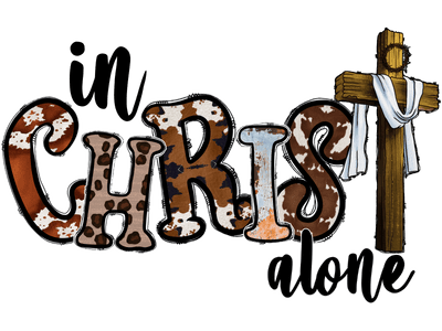 In Christ Alone Brown Cross DTF (direct-to-film) Transfer