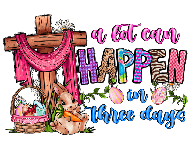 In Three Days Bunny & Cross DTF (direct-to-film) Transfer