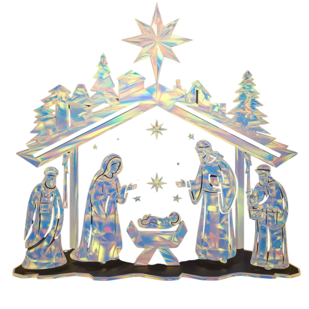 Iridescent Nativity Scene DTF (direct-to-film) Transfer