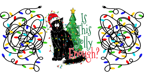 Is this jolly enough-Funny Christmas-Cat Black Meowy Cat Christmas-animal Christmas 16oz UV DTF Libby Cup Wrap